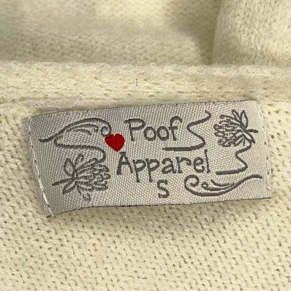 SMALL IVORY WHITE CREAM POOF APPAREL SWEATER NEUTRAL COLOR LONG SLEEVE - Picture 13 of 15